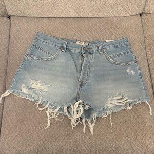 We The Free Frayed Light Blue Jean Shorts